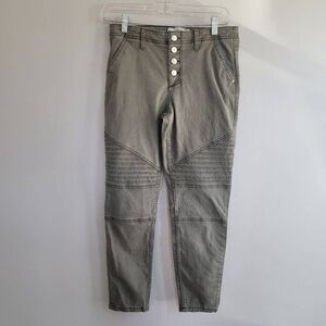 Abercrombie & Fitch button front grey pants slim fit textured moto rocker